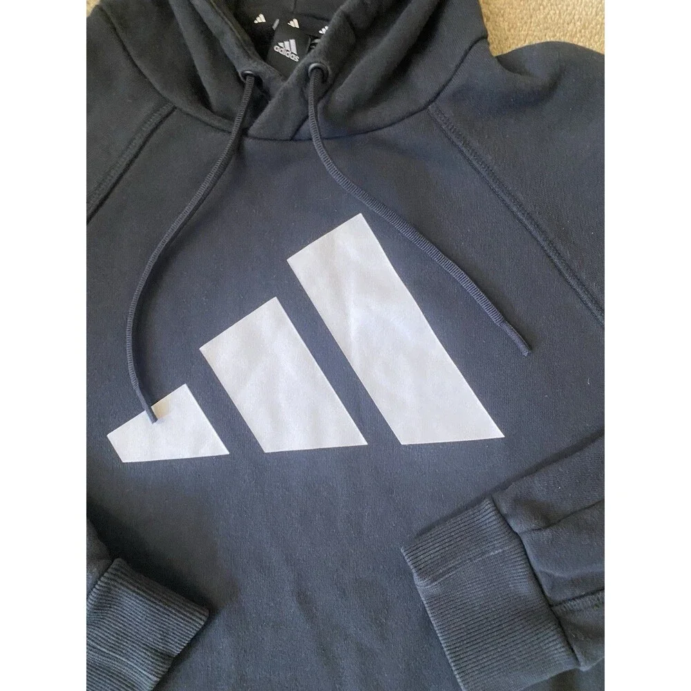 Adidas Essentials Big Logo French Terry Hoodie in Black Classic Size Men’s S